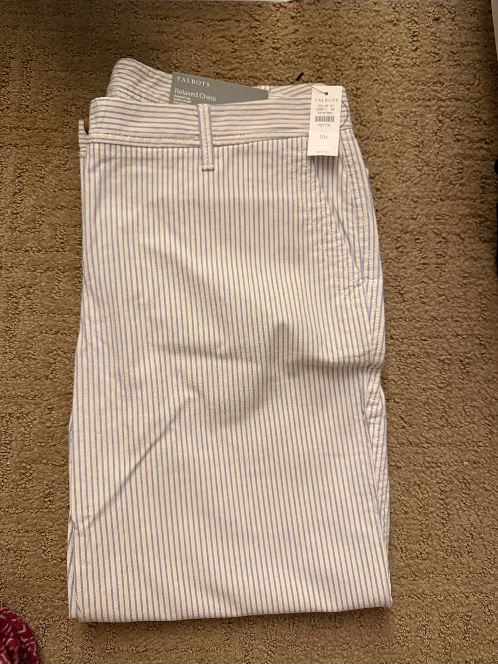Talbots White Pants with Light Blue Pinstripes Chinos